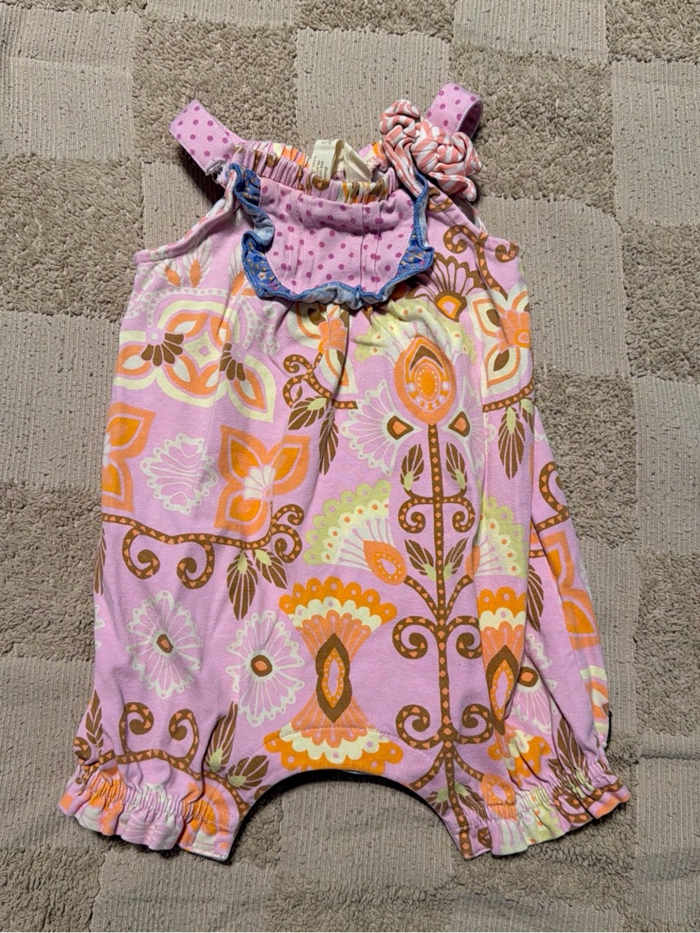 Matilda Jane Pink Floral Romper with Orange Accents